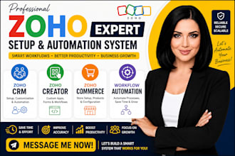 setup zoho crm, zoho creator, zoho commerce, and workflow automation system