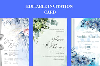 create invitation card, birthday, wedding, baby shower, party and greeting card