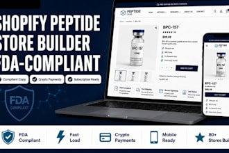 build compliant shopify fda compliant peptide supplement website store with SEO