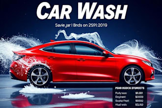 design car wash, car detailing, rental flyer, car service and price list flyer