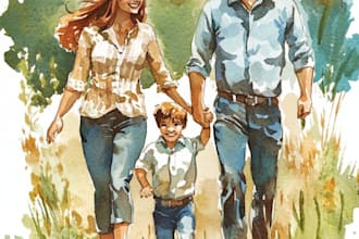 custom watercolor family portrait