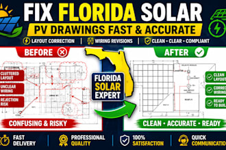 fix florida solar pv system drawings, layout, wiring revisions fast compliance