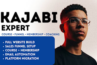build your kajabi course website sales funnel membership site and coaching setup