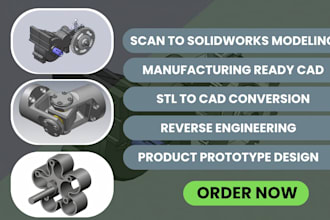 do 3d cad modeling from stl, scan, mesh for industrial products, and prototype