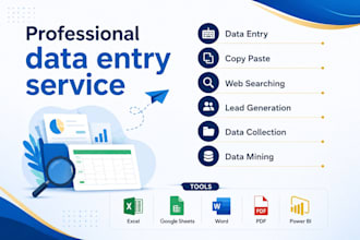 do accurate excel data entry, copy paste, web scarping