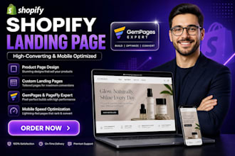 create a professional gempages product page or shopify product page