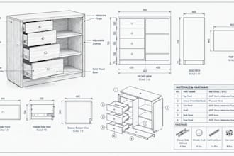 create detailed DIY woodworking furniture plans with 2d 3d design and cut list