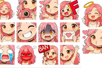 create twitch emotes, chibi emotes, animated emotes, vtuber emotes