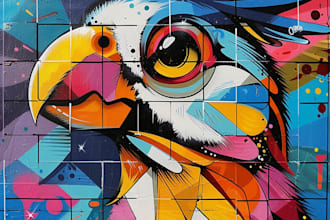 design canvas wall art and mural in graffiti street art