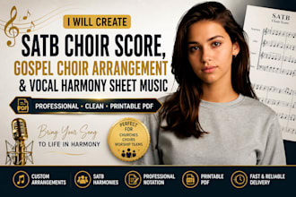 create satb choir score, gospel choir arrangement and vocal harmony sheet music
