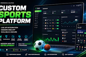 develop a custom sportsbook website and sports gaming platform, web app dev