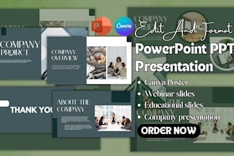 design, edit webinar ppt, investor deck, company profile b2b presentation slide