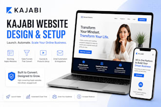 design a kajabi website, landing page and funnel for course creators