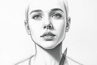make a charcoal and pencil digital portrait illustration