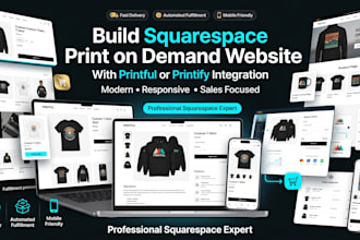 build squarespace print on demand website with printful or printify that convert