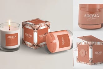 design luxury candle jar label soy candle tin label candle box packaging mockup