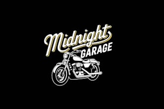 design midnight garage harley davidson rental logo