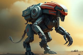 design 2d sci fi mech, robot and creature concept models