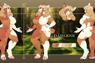 draw furry art furry ref sheet and anthro character design
