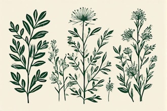 illustrate botanical and linocut vector art