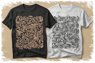 do custom linocut, woodcut and folk art style vector illustration for t shrit