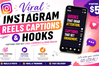 write viral instagram reels captions and hooks