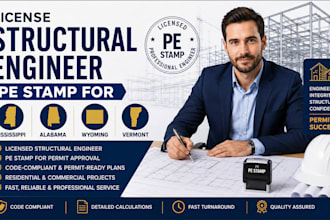 license structural engineer pe stamp for mississippi, alabama, wyoming, vermont