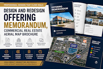 design, redesign offering memorandum, commercial real estate aerial map brochure