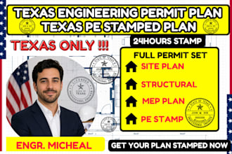 do city permit correction, structural plan,foundation plan mep plan usa pe stamp