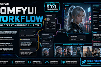 build comfyui workflow for sdxl batch  character consistency image generation
