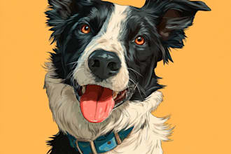 draw pet portrait into cartoon vector