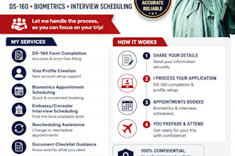 assist in completing the ds 160 form for USA visa application