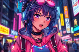 create stunning cyberpunk character illustration