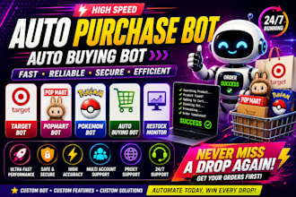 build auto purchase bot, auto buying bot, target bot, popmart bot, pokemon bot