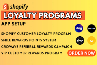 setup shopify customer loyalty reward program joy smile bon rivo growave rise