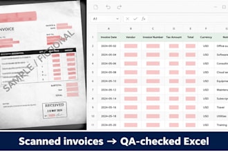 convert PDF invoices and receipts to excel spreadsheets