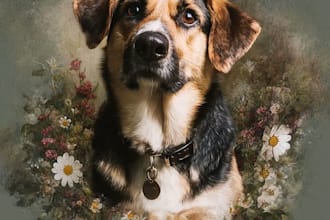turn your pet photo into a beautiful memorial portrait