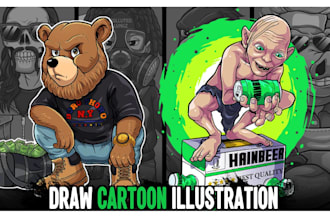draw custom cartoon character illustration, cartoon drawing