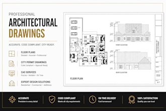 architectural floor plan and city permit drawing in autocad