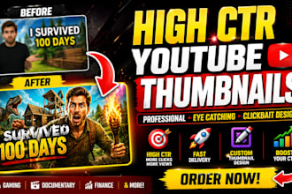 high CTR eye catching professional youtube thumbnail design service clicks