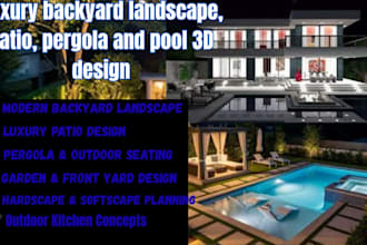 create luxury outdoor living design and photorealistic landscape