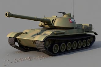 make a 3d model of a tank, artillery, military vehicle