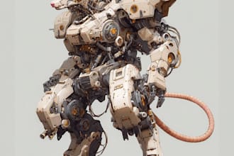 design robots and concept art of futuristic mecha