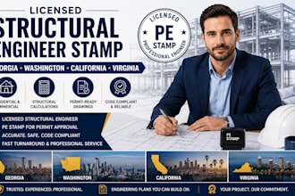 licensed structural engineer stamp georgia, washington california virginia stamp