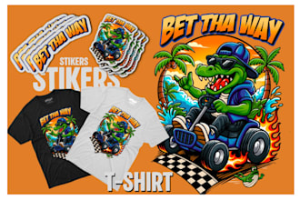 custom cartoon mascot illustrations tshirt design