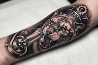 reate professional tattoo design in realism style