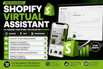 be your shopify virtual asssistant  shopify manager, shopify VA meta ads manager