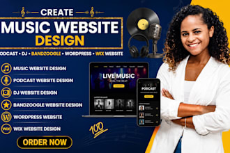 create music website design podcast dj website bandzoggle wordpress wix website