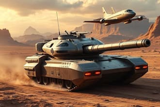 draw scifi tank, airplane, futuristic car, aircraft military