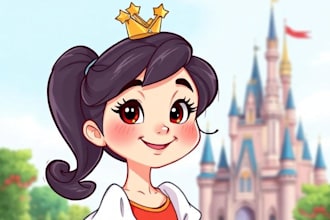 create a cute disney cartoon portrait